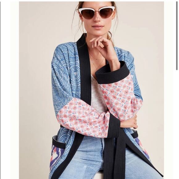 Anthropologie Cleobella Rael patchwork print reversible kimono jacket Large NWT - Picture 1 of 16